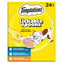 Temptations cuillères à lécher pack varié de 24, récompense pratique et propre pour votre chat