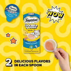Purée crémeuse saumon Temptations pour chat, texture veloutée et appétente.