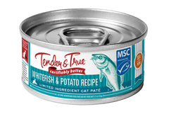 Tender & True boîte océan poisson blanc et pomme de terre, repas pratique pour chats.