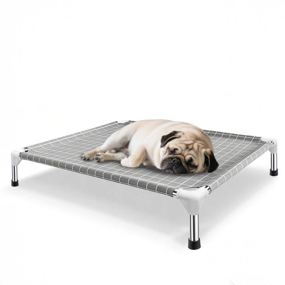 Lit surélevé Tensorsine en acier inoxydable pour chien moyen, cadre sans peinture pour sécurité.