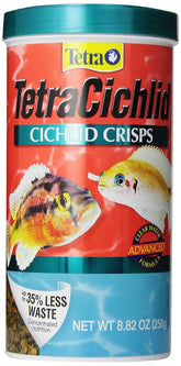 Emballage pratique des Cichlidés Tetra Crisps pour dosage précis.