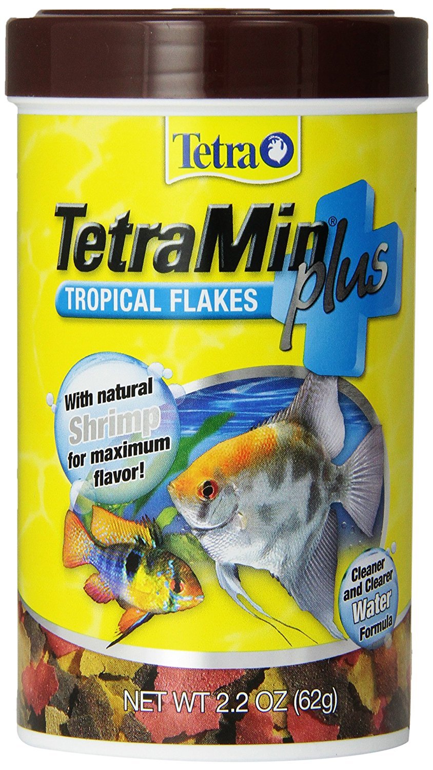 TetraMin Plus flocons tropical dans le bocal, alimentation équilibrée pour poissons tropicaux.
