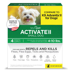 Flacon-gouttes TevraPet Activate II pour chiens, protection contre puces et tiques.