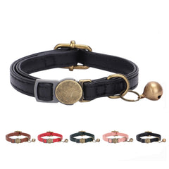 THAIN collier cuir cloche brass, repérez facilement votre chat