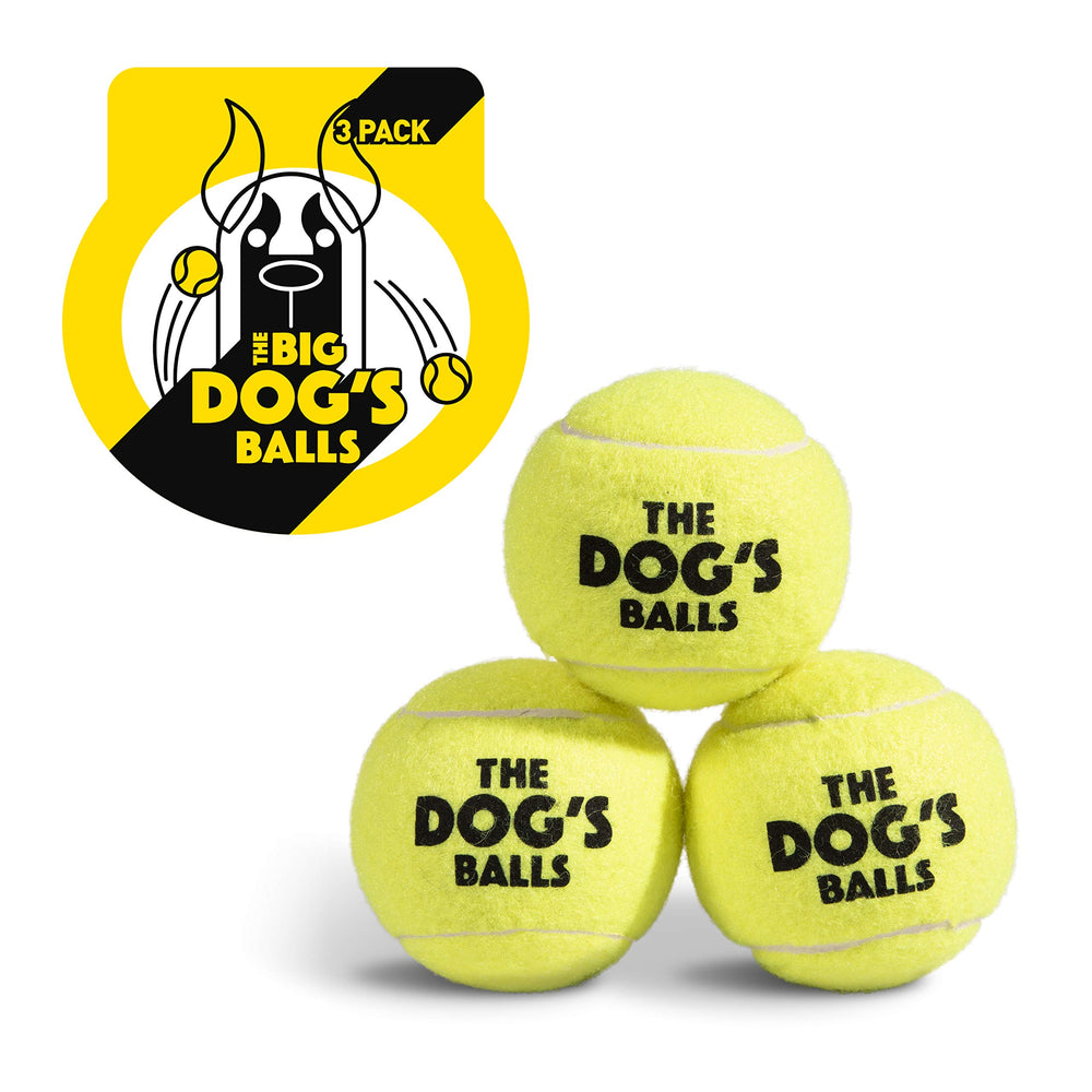 The Dog's Balls - Balle fetch jaune, visibilité élevée, idéale pour repérer le jouet au parc.