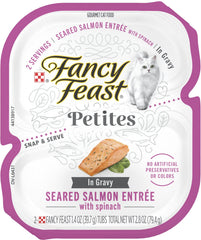 The Drayce Place Fancy Feast saumon poêlé en sauce sur plateau, hydratation pratique.