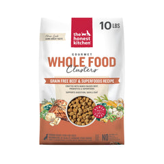 The Honest Kitchen Clusters bœuf Qualité Humaine – emballage clair, repas complet pour chien.