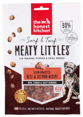 The Honest Kitchen Meaty Littles Surf-Terre Boeuf-Saumon, bouchées faibles calories pour l'entraînement