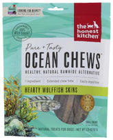 The Honest Kitchen Ocean Chews – détail des peaux wolffish, friandise naturelle pour le pelage.