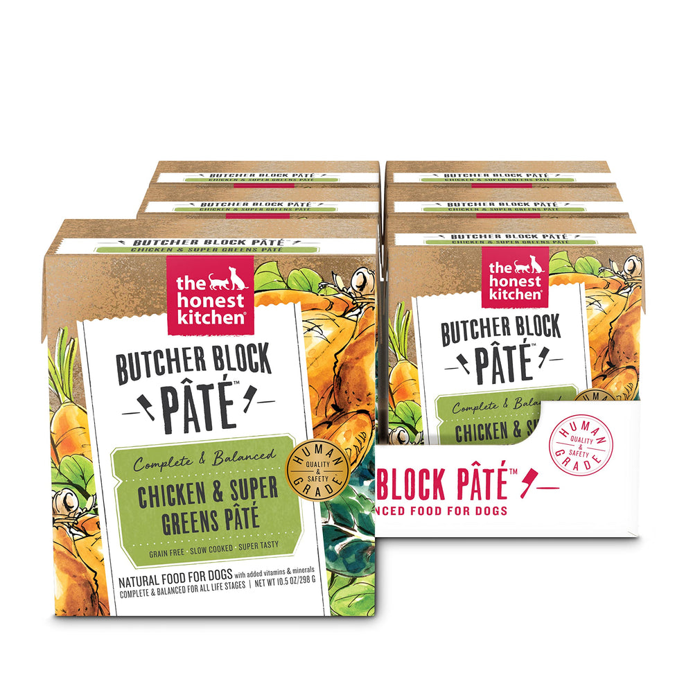 The Honest Kitchen Pâté poulet Super Greens, repas équilibré pour chiens.