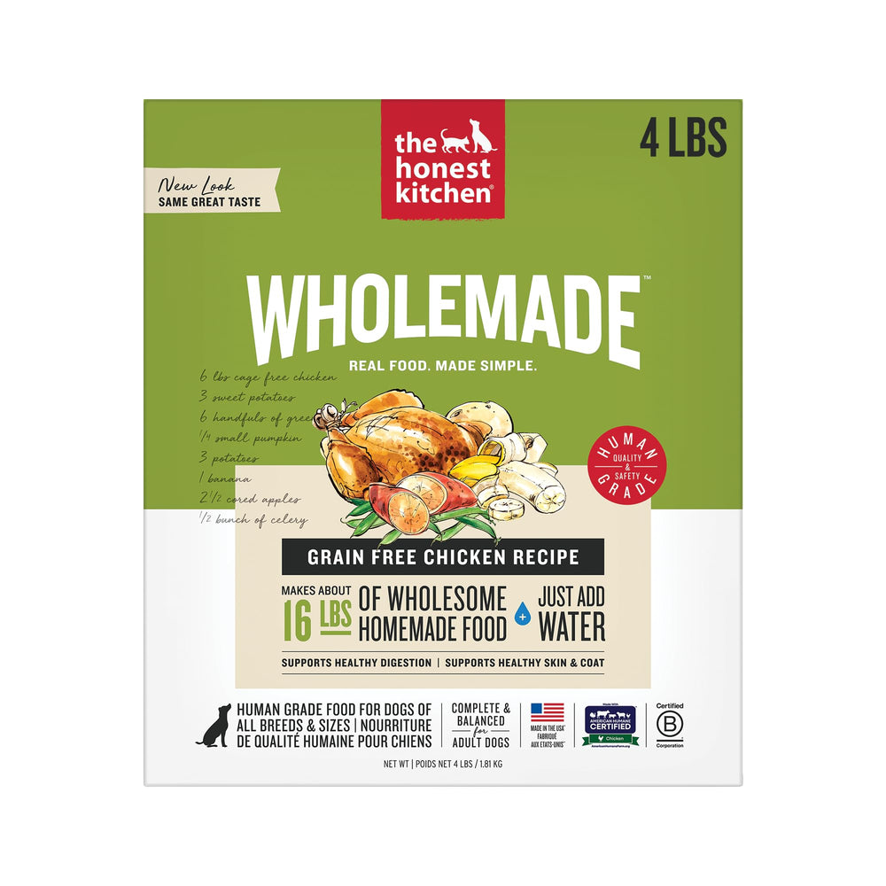 The Honest Kitchen Wholemade poulet sans cereales, repas complet et facile a preparer.
