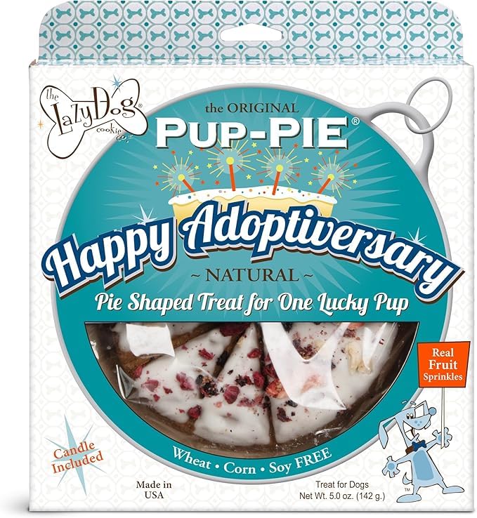 The Lazy Dog Cookie Co Pup-Pie Original en boîte, célébration sans gâchis, partage facile.