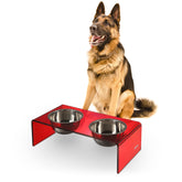 THE LICKER STORE Keaton: bols en acier inoxydable et cadre rouge, repas propres.