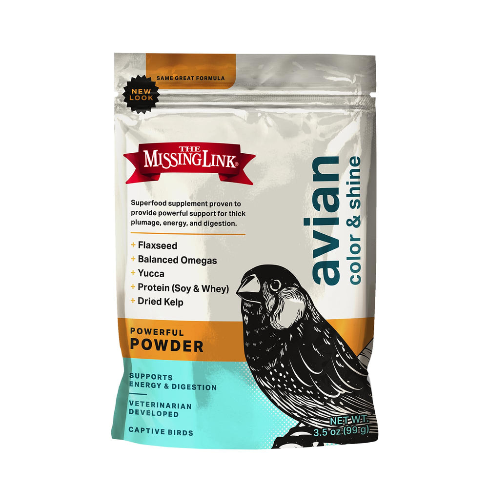 The Missing Link Avian Color & Shine, poudre-graines-lin pour énergie et plumage sain.