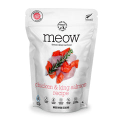 The New Zealand Natural Pet Food Co. Meow Freeze Dried – chat poulet-saumon royal, repas protéiné et savoureux.