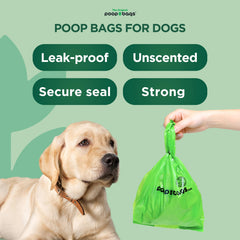 The Original Poop Bags dimensions généreuses pour ramasser facilement.