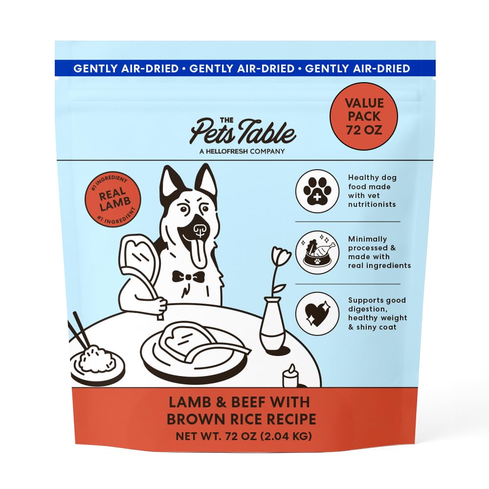 The Pets Table: alimentation chien séchée à l'air agneau et boeuf pour muscles et énergie durable.