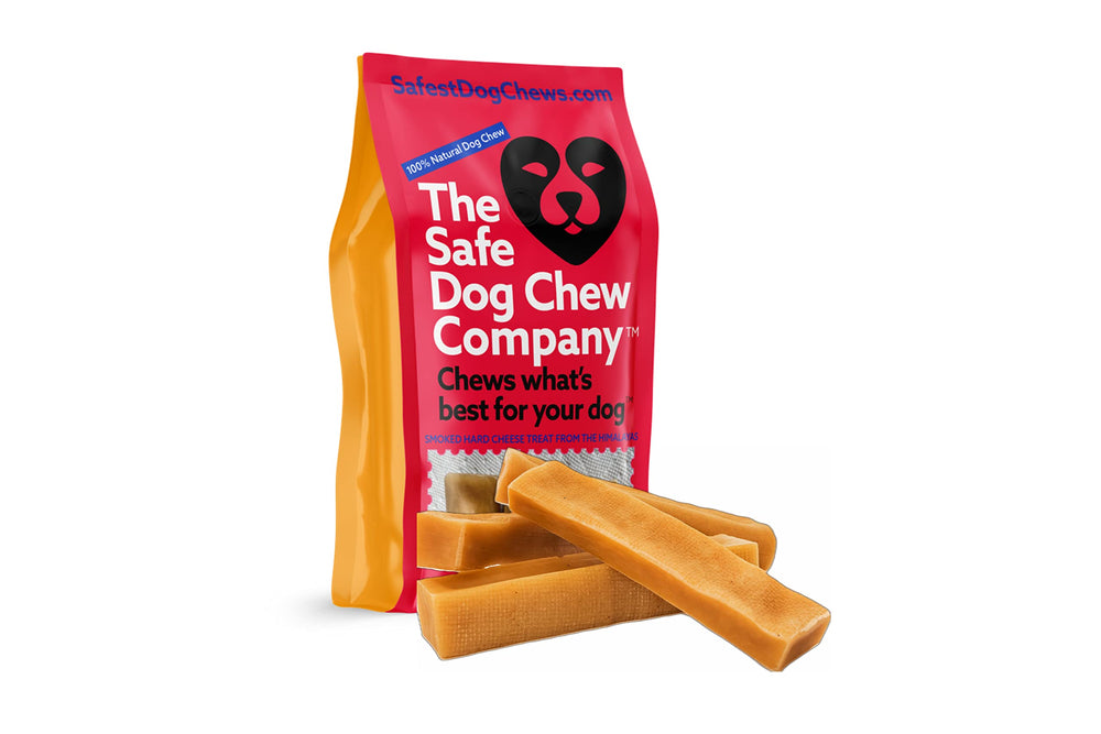 The Safe Dog Chew Company - Paquet quatre bâtonnets fromage Himalayen grand format, longue mastication