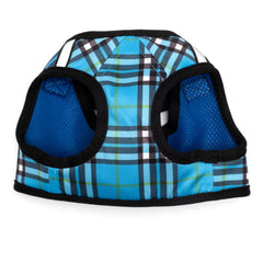 The Worthy Dog fermeture velcro bleu plaid, ajustement rapide et sûr.