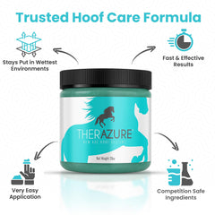 Therazure Argile: application sur le sabot du cheval pour une action durable.