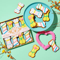 Thoughtfully Pets biscuits croquants au beurre d'arachide, design printanier, cadeau gourmand.