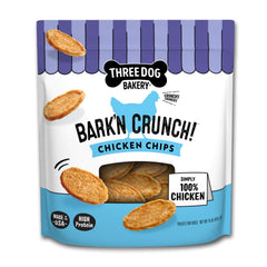 Three Dog Bakery Bark'N Crunch! Chips de poulet – croquant appétissant pour chiens