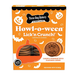 Three Dog Bakery Howl-O-Ween biscuit caroube-citrouille, arôme irrésistible pour chiens gourmands