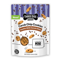 Three Dog Bakery mini biscuits caroube-pépites: récompense croustillante pour petits chiens.