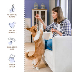 Three Dog Bakery PB&J Bites – arôme beurre de cacahuète et fraise qui séduit les chiens.
