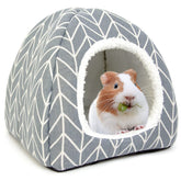 Tierecare abri-cachette gris pour petits animaux, cachette chaude et sécurisée.