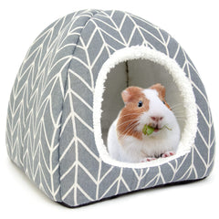 Tierecare abri-cachette gris pour petits animaux, cachette chaude et sécurisée.