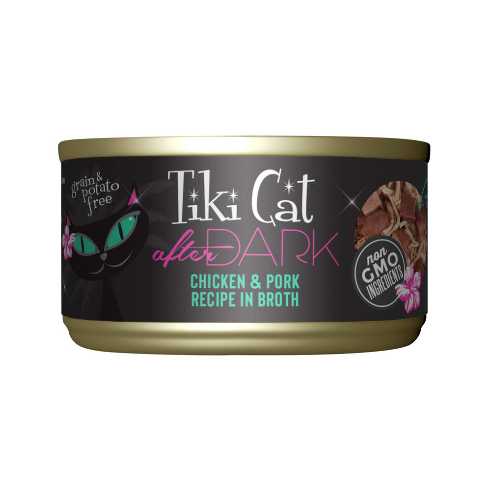 Tiki Cat After Dark poulet et porc en conserve 2,8 oz pour repas carnivore.
