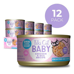 Poulet et œuf comme protéines principales selon Tiki Cat Baby.