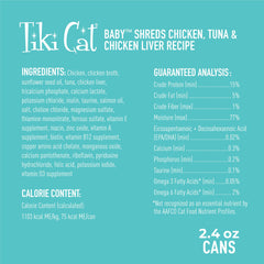 Tiki Cat Baby taurine et minéraux favorisant la croissance et le développement.