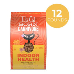 Tiki Cat Born Carnivore indoor, croquettes pour chat d'intérieur, aide potentielle au maintien d'un poids sain.