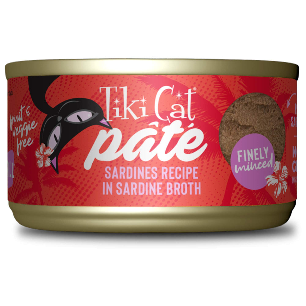 Tiki Cat Grill Pâté sardines : sardines réelles pour protéines et goût riche.