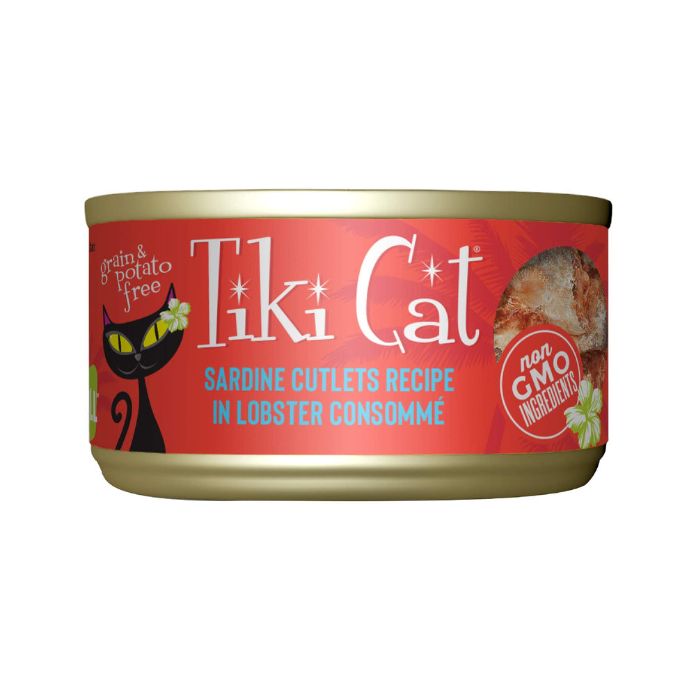 Tiki Cat Grill sardines pavés dans consommé homard, texture délicate et hydratation agréable.