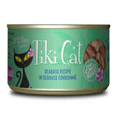 Tiki Cat Luau – boîte seabass-consomme, source élevée de protéines pour chats actifs.