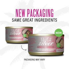Foie de poulet riche du Tiki Cat Silver Comfort, arôme séduisant pour seniors.