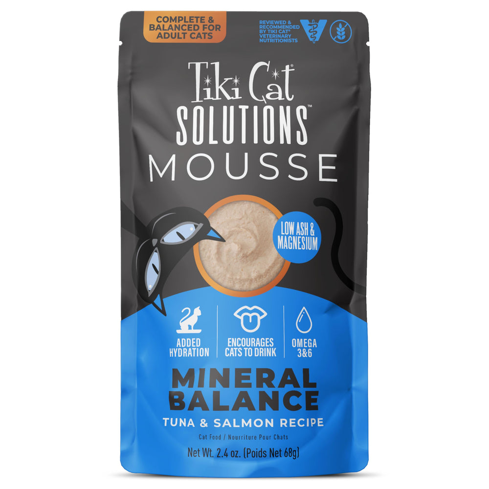 Tiki Cat Solutions Mineral Balance Mousse, pochette ouverte, pratique et hydratation accrue.