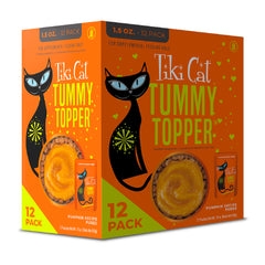 Tiki Cat Solutions Topper – sachet citrouille-bouillon, texture riche prête à servir.