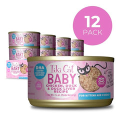 Texture mousseuse TIKI PETS Baby avec poulet canard et foie pour chatons