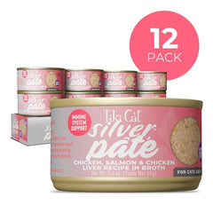 Boîte Tiki Pets Silver ouverte, pâté facile à servir pour chat âgé