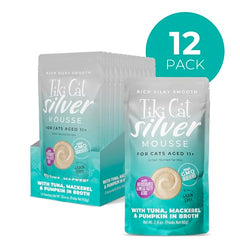 Texture veloutée du Tiki Cat Silver Mousse adaptée aux chats 11+.