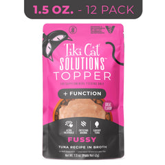 Topper Fussy Tiki Cat Solutions, arôme séduisant qui accompagne les croquettes.