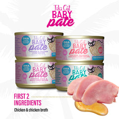 Protéines élevées dans Tiki Cat Baby Pâté favorisant la croissance du chaton.