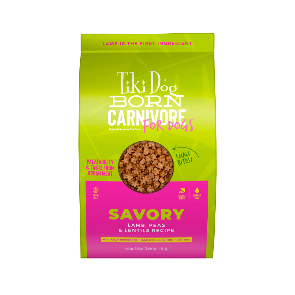 TIKI PETS Tiki Dog Born Carnivore: croquettes agneau en bouchées sans grains pour petits chiens.