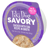 Tiki Dog Poulet avec œuf dans bouillon, coupe 3 oz, bouchée protéinée.