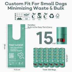 Tiny Woof sacs crottes petits etanches, evitent les fuites pendant les promenades.