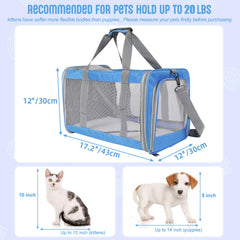 TIYOLAT sac chat bleu avec mailles d'aération, ventilation optimale en voyage